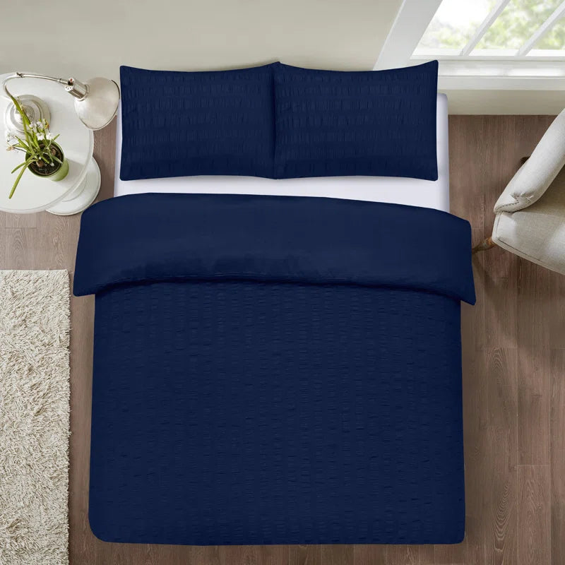 Seersucker Duvet Cover Set with Coordinating Pillowcases