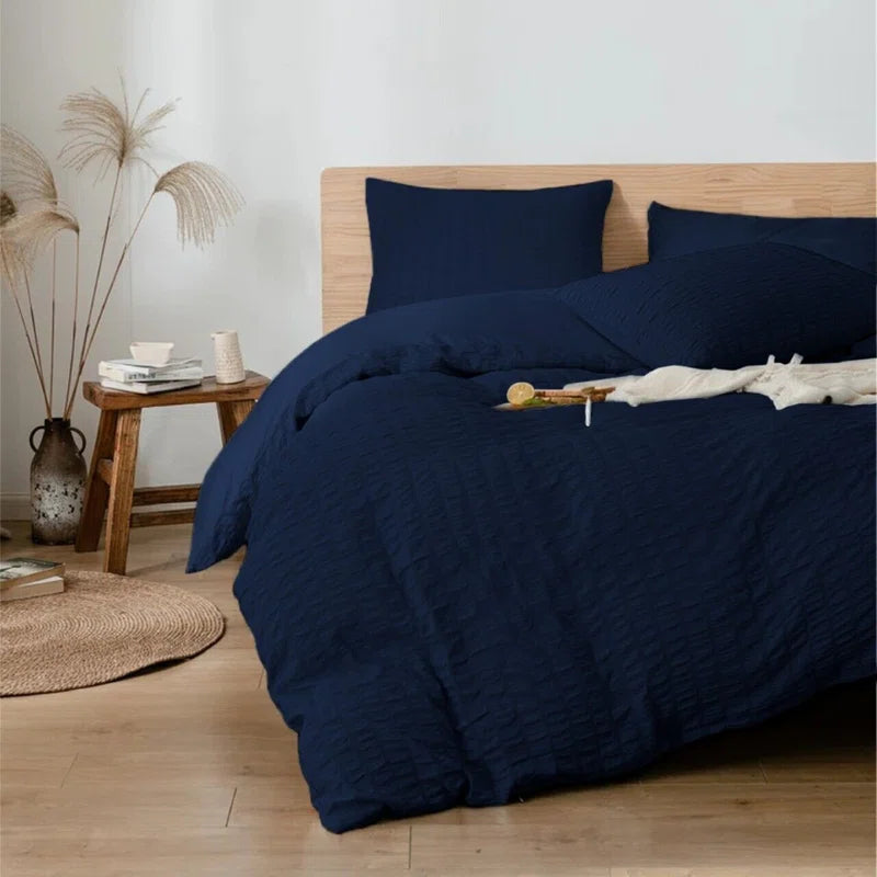 Seersucker Duvet Cover Set with Coordinating Pillowcases