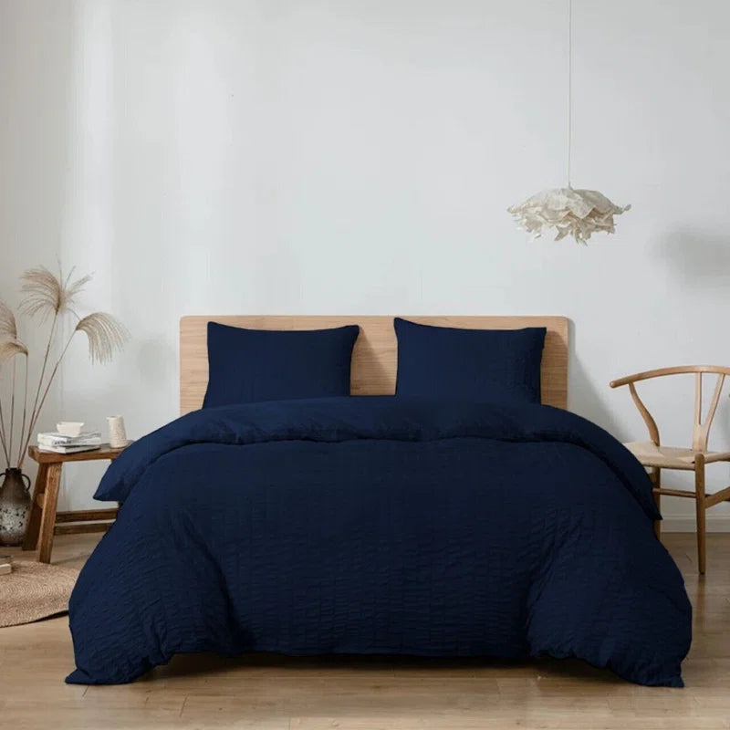 Seersucker Duvet Cover Set with Coordinating Pillowcases